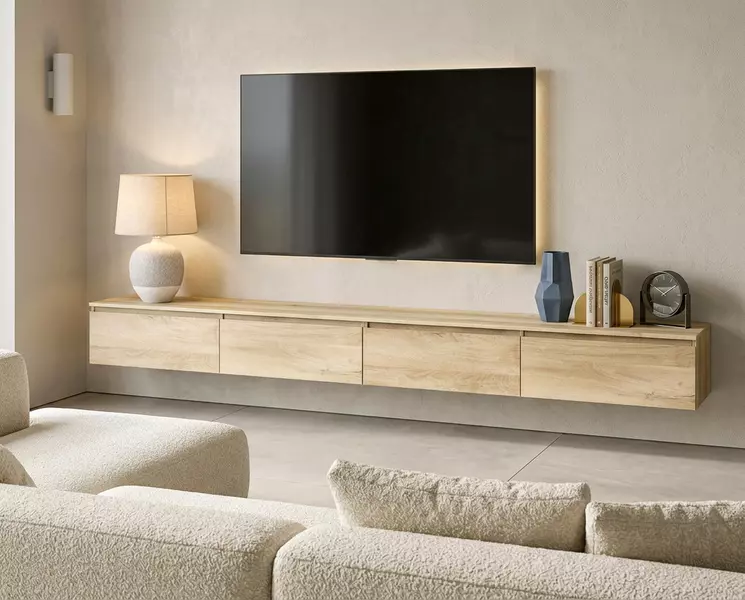 Stoliki pod telewizor dąb Leviath w montażu