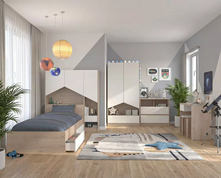 Pokój dziecięcy z drewna dębowego i w kolorze białym w ofercie elementów Shelter