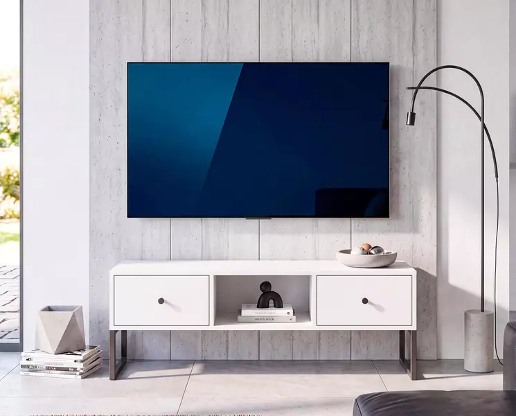 Biały stolik pod telewizor Line