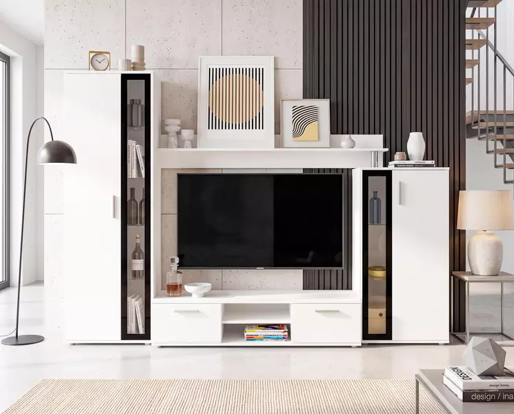 Biały zestaw mebli do salonu Bent LED