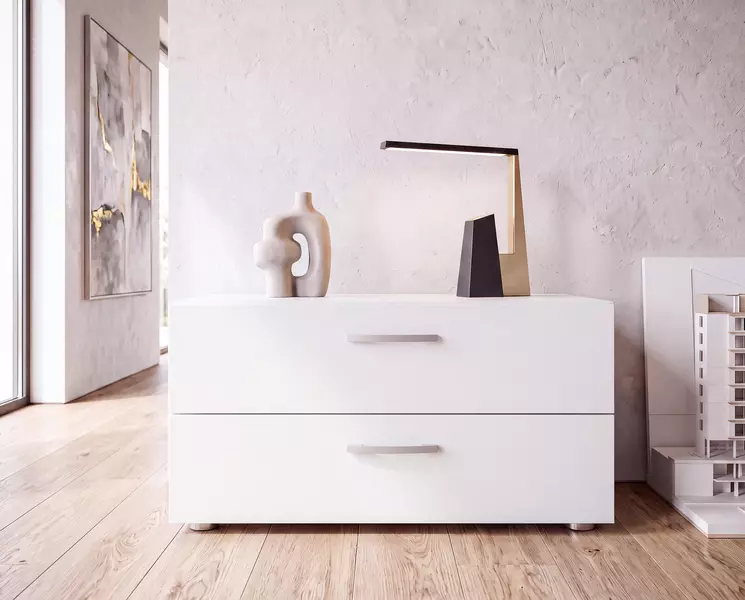 Niska biała komoda Bibi double