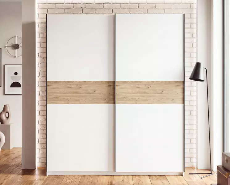Szafa z drzwiami przesuwnymi 120 cm, biała / dąb Barcelo