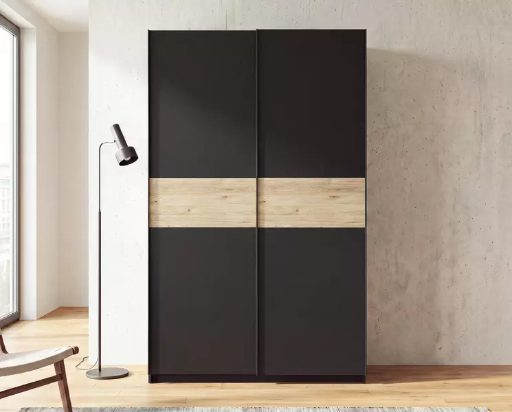 Szafa z drzwiami przesuwnymi 120 cm, biała / dąb Barcelo