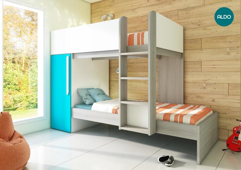 Łóżko piętrowe dla dwójki dzieci Bo7 - karaibski niebieski