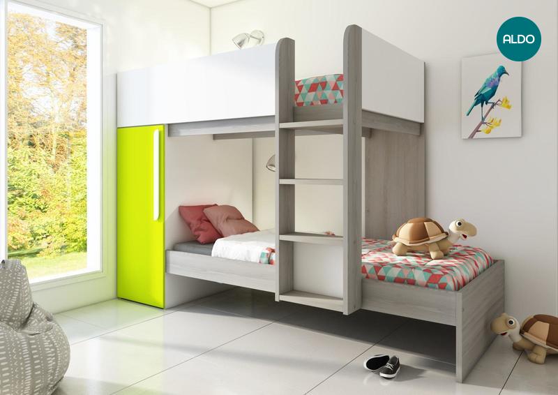 Łóżko piętrowe dla dwójki dzieci Bo7 - zielony