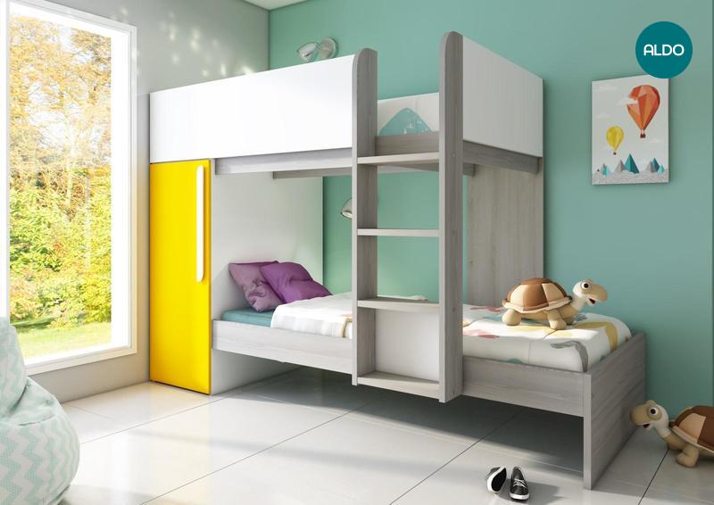Łóżko piętrowe dla dwójki dzieci Bo7 - żółty