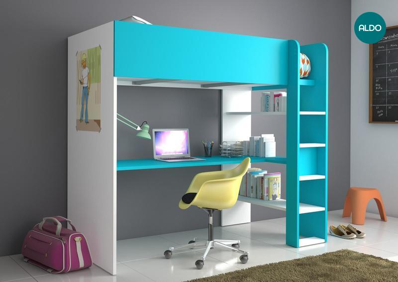 Łóżko piętrowe z biurkiem blue - edycja limitowana