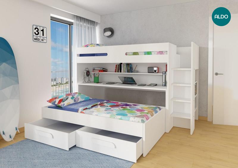 Łóżko piętrowe dla dwójki dzieci Bo10 - biale