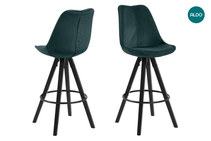 Komplet dwóch krzeseł barowych Dima w kolorze królewskie zielona