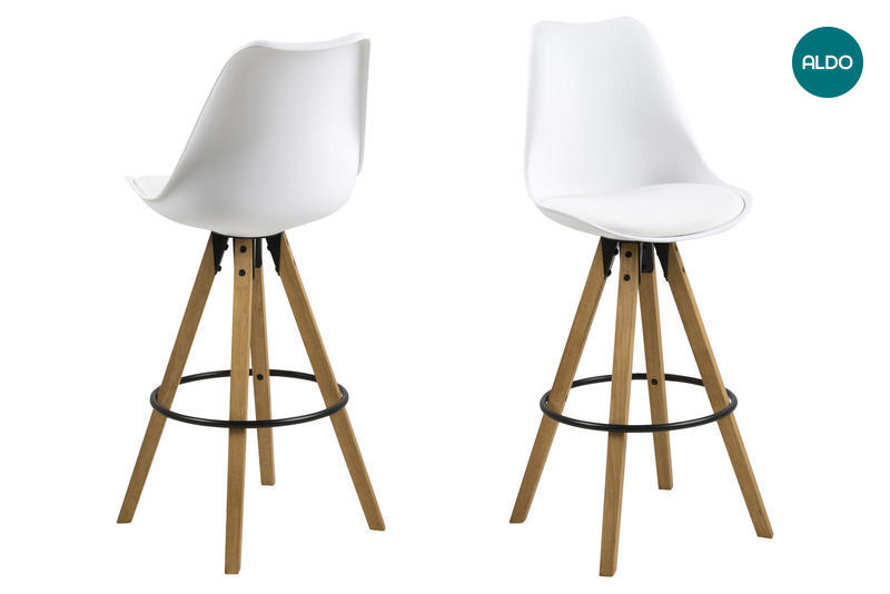 Komplet dwóch krzeseł barowych Dima w kolorze biało