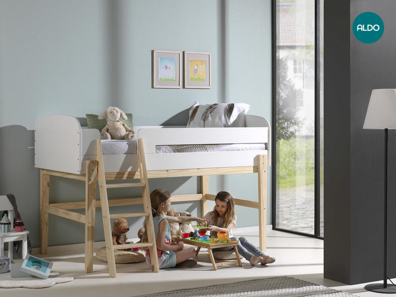 Podwyższone łóżko dla dzieci z przestrzenią - Kiddy