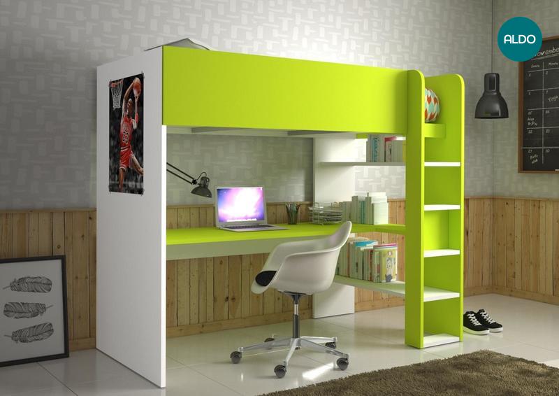Łóżko  piętrowe z biurkiem green – edycja limitowana