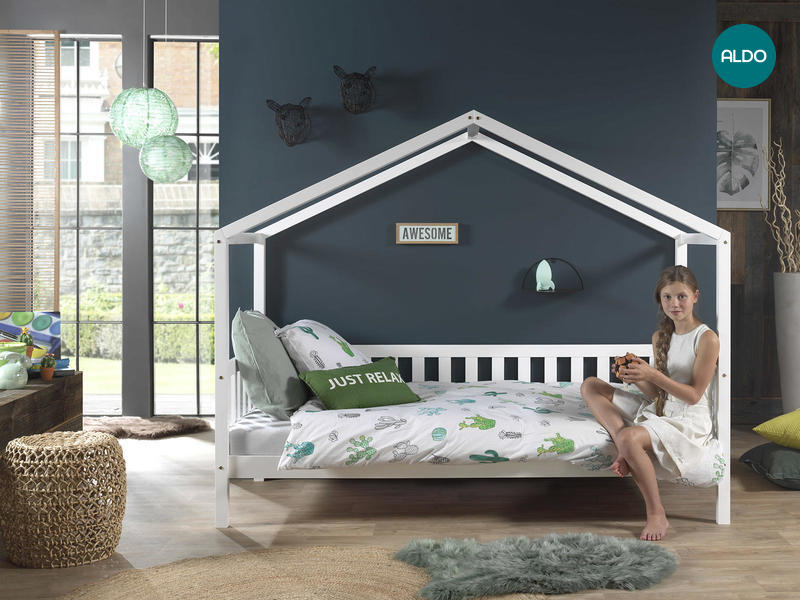 Łóżko dziecięce w kształcie domku dla dzieci Dallas white