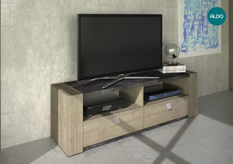 Designerski stolik telewizyjny Rita grey oak