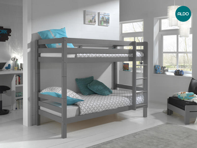 Łóżko piętrowe dla dwójki dzieci Pino szare wysokie