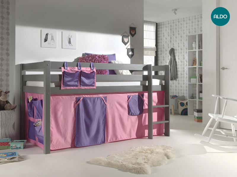 Łóżko dziecięce z litego drewna Bella - Pino grey