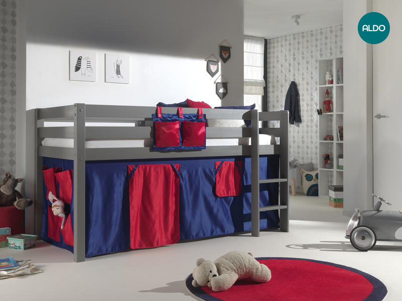 Łóżko dziecięce z litego drewna Domino - Pino grey