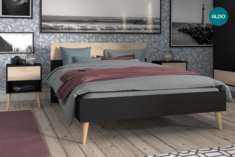 Łóżko w skandynawskim designie Aalborg, medium black